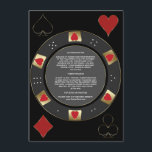 Carte D'accompagnement Glam Casino Vegas Poker Chip Mariage Hébergement<br><div class="desc">Carte de mariage à thème Las Vegas Casino. Il dispose d'un design de puces de poker unique orné de faux or, coeurs rouges avec un faux trait d'or, combinaison de cartes, pour une touche de luxe. Utilisez l'outil Personnaliser pour ajouter vos informations. Plus d'idées dans ma collection de Poker Casino....</div>