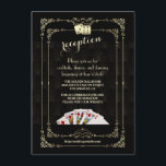 Carte D'accompagnement Glam Gatsby Casino Vegas Réception de mariage<br><div class="desc">Unique Casino Royale et Great Gatsby conception de carte à thème. Il présente un style art déco rétro florissant, Hollywood des années 1920, paire de dés, jeux de cartes. Sur le dos, jouer aux cartes costumes sur faux motif Art Déco or. Utilisez l'outil Personnaliser pour ajouter vos informations. Pour plus...</div>