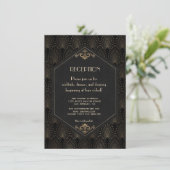Carte D'accompagnement Glam Gold Black Great Gatsby Réception de mariage (Debout devant)