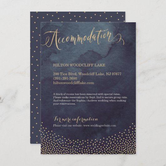 Carte D'accompagnement Glam nuit or parties scintillant calligraphie hébe (Devant / Derrière)