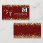 Carte D'accompagnement Glam QR Code Gold Parties scintillant Mariage Bour (Devant / Derrière)