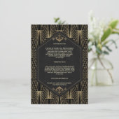 Carte D'accompagnement Glam Roaring 20s Gatsby Wedding Accommodation (Debout devant)
