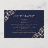 Carte D'accompagnement Glamour Art déco | Navy Blue Blush Détails de l'in (Devant)