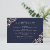 Carte D'accompagnement Glamour Art déco | Navy Blue Blush Détails de l'in (Debout devant)