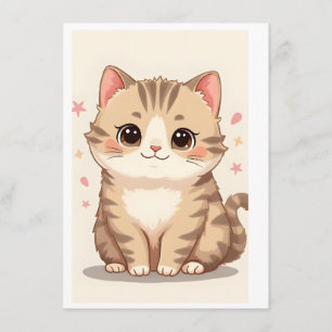 Carte D'accompagnement Gleeful Chat : Sweet Kawaii Kitten Art pour n'impo