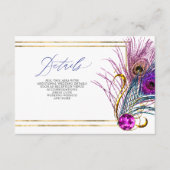 Carte D'accompagnement Glitter Gold Blue Purple Peacock Plume Wedding (Devant)