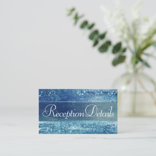 Carte D'accompagnement Glitzy Foil | Ice Blue Faux Iridescent Reception (Debout devant)