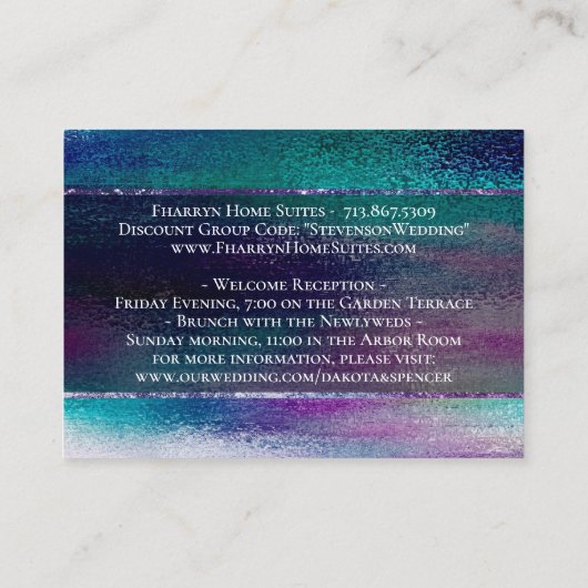 Carte D'accompagnement Glitzy Foil | Informations sur l'invité Ombre holo (Dos)