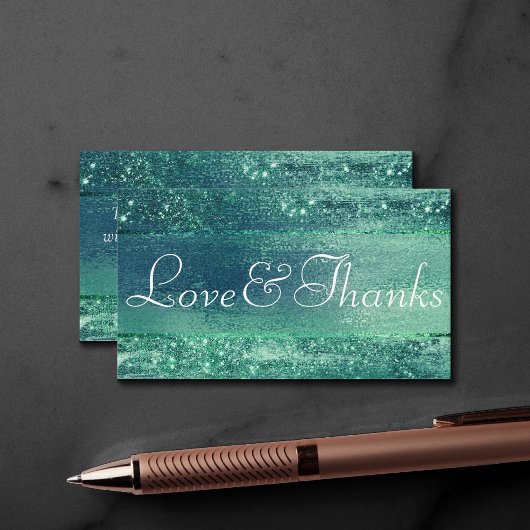 Carte D'accompagnement Glitzy Foil | Iridescent Green Sparkle Thank You