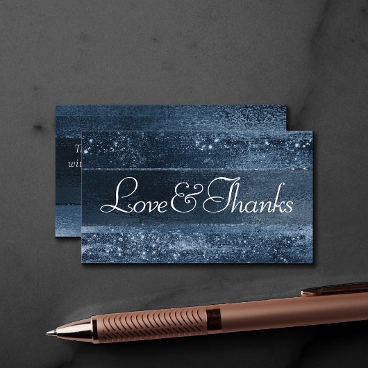 Carte D'accompagnement Glitzy Foil | Navy Blue Sparkle Love and Thanks