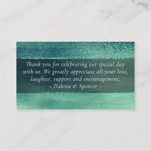 Carte D'accompagnement Glitzy Foil | Seafoam Iridescente Merci vert (Dos)