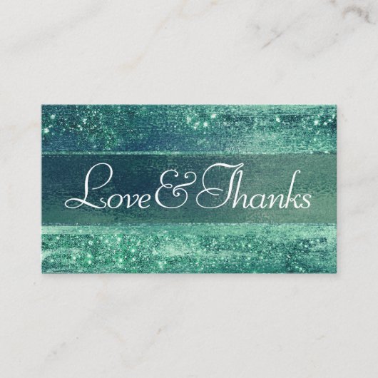 Carte D'accompagnement Glitzy Foil | Seafoam Iridescente Merci vert (Devant)