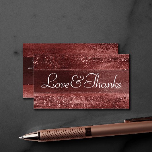 Carte D'accompagnement Glitzy Red Glitter | Crimson Love and Thanks