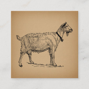 Carte D'accompagnement Goat with Bell Illustration Antique Aged Brown