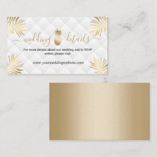 Carte D'accompagnement Gold Ananas Mariage Détails Site Web Boîtier
