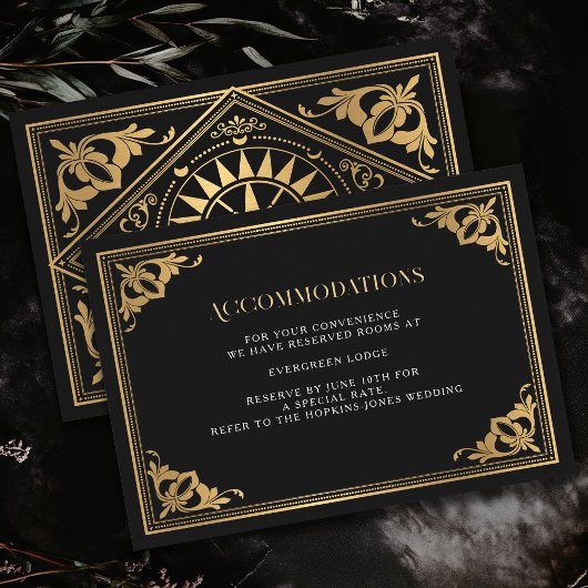 Carte D'accompagnement Gold Art Nouveau Mariage gothique Hébergements