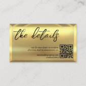 Carte D'accompagnement Gold Bar QR Code Détails de mariage élégant (Devant)