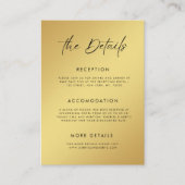 Carte D'accompagnement Gold & Black Modern Script Minimal Détails Mariage (Devant)