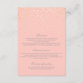 Carte D'accompagnement Gold Blush Confetti Détails du Mariage - Informati (Devant)