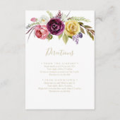 Carte D'accompagnement Gold Boho Tropical Floral Mariage Directions (Devant)