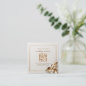 Carte D'accompagnement Gold Botanical Wedding Registry QR Code (Debout devant)