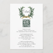 Carte D'accompagnement Gold Bow & Evergreen Pine Wreath Wedding Details (Devant)