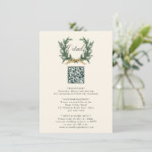 Carte D'accompagnement Gold Bow & Pine Wreath Wedding Details Ivory (Debout devant)