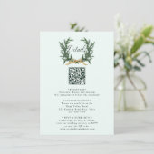 Carte D'accompagnement Gold Bow & Pine Wreath Wedding Details Mint (Debout devant)