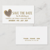 Carte D'accompagnement Gold Burlap Heart, Enregistrer la date (Devant / Derrière)