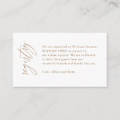 Carte D'accompagnement Gold Calligraphie Code QR Mariage Registre Cadeau (Devant)