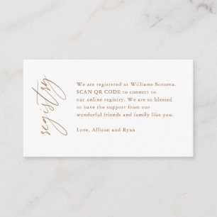 Carte D'accompagnement Gold Calligraphie Code QR Mariage Registre Cadeau