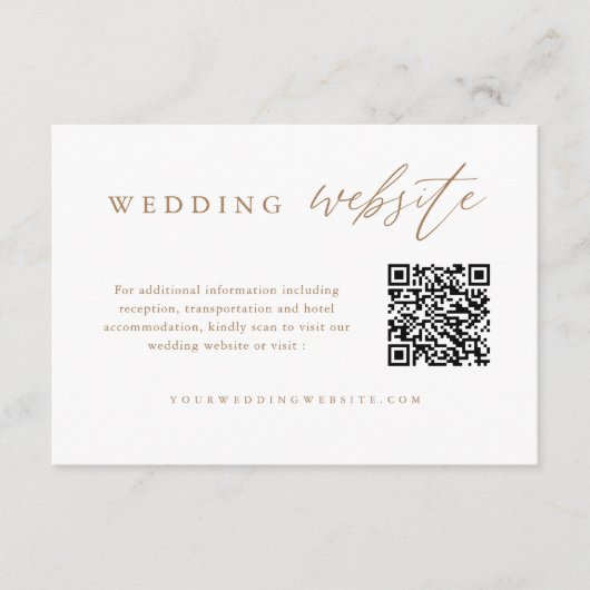 Carte D'accompagnement Gold Calligraphy Mariage QR Code Mariage site Web (Devant)