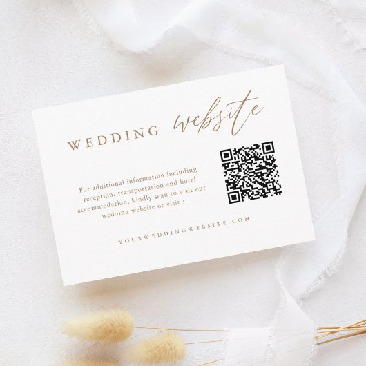 Carte D'accompagnement Gold Calligraphy Mariage QR Code Mariage site Web