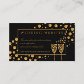 Carte D'accompagnement Gold Champagne Bubbles, Black/Gold Mariage Détail (Devant)