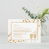 Carte D'accompagnement Gold Champagne Bubbles Mariage Détails (Debout devant)