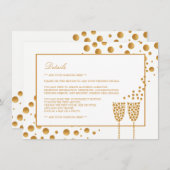 Carte D'accompagnement Gold Champagne Bubbles Mariage Détails (Devant / Derrière)