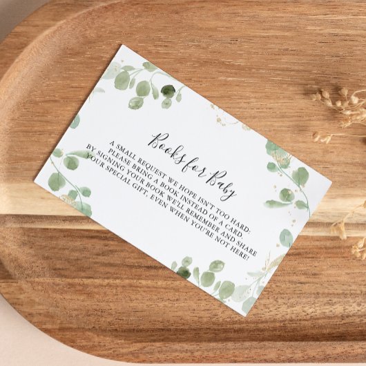 Carte D'accompagnement Gold Confetti Eucalyptus Baby shower Demande de ré