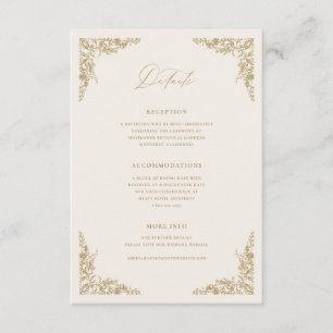 Carte D'accompagnement Gold & Cream Details Informations sur le Mariage d
