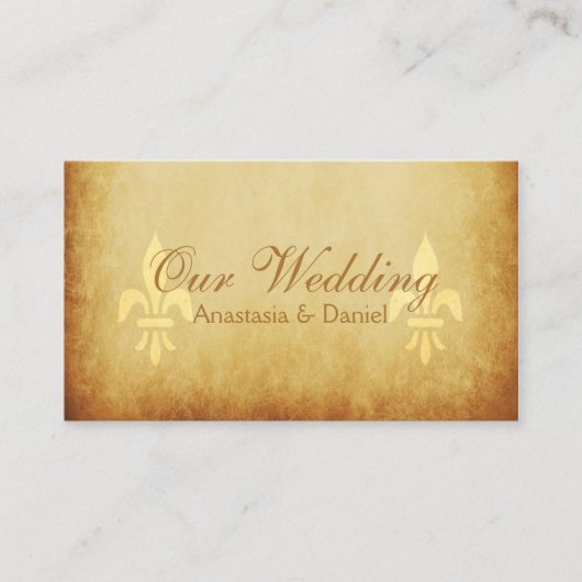 Carte D'accompagnement Gold de luxe style français fleurs de lis insérer (Devant)