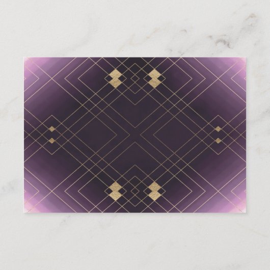 Carte D'accompagnement Gold Diamond violet Mariage géométrique Gatsby (Dos)