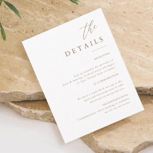 Carte D'accompagnement Gold Elegant Calligraphie Mariage Les Détails