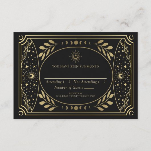 Carte D'accompagnement Gold Elegant Tarot Card Mariage RSVP (Devant)