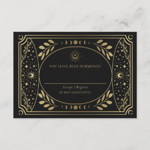 Carte D'accompagnement Gold Elegant Tarot Card Mariage RSVP