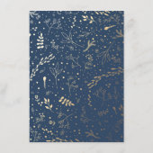 Carte D'accompagnement Gold et Navy Floral Wreath Détails du Mariage (Dos)