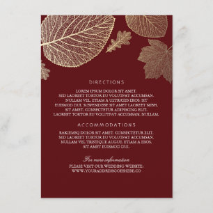 Carte D'accompagnement Gold Feuille Bourgogne Détails du Mariage - Inform