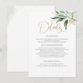 Carte D'accompagnement Gold Feuilles & Eucalyptus Greenery Détails du Mar (Devant / Derrière)