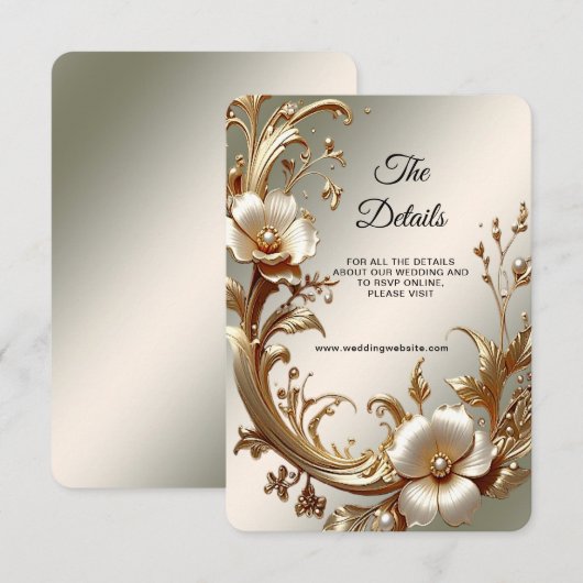 Carte D'accompagnement Gold Floral Detail Enclosure (Devant / Derrière)