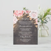 Carte D'accompagnement Gold Floral Rustic Mariage Information Invité (Debout devant)