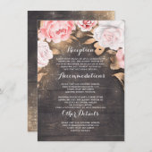 Carte D'accompagnement Gold Floral Rustic Mariage Information Invité (Devant / Derrière)
