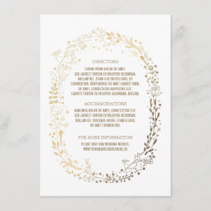 Carte D'accompagnement Gold Floral Wreath Elegant Bouquet Détails du Mari
